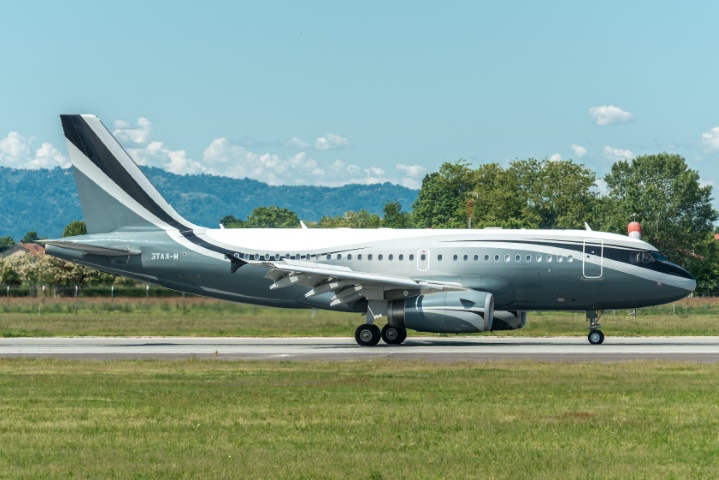 A presidential ACJ 319 jet on the runway