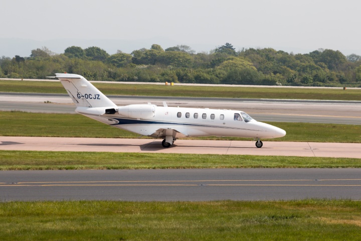 White Cessna Citation CJ2 on the runway